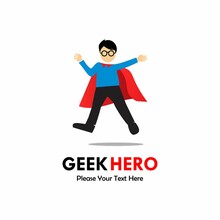 Super geek design logo template illustration
