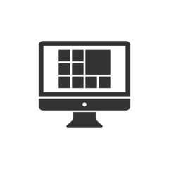 Poster - Personal computer in flat style. Desktop pc vector illustration on isolated background. Monitor display sign business concept.