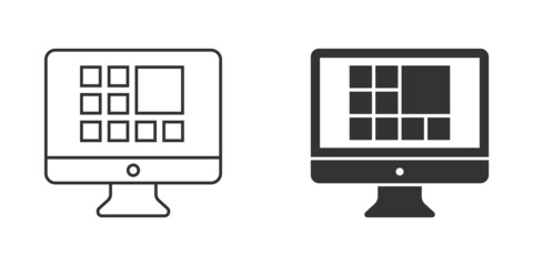 Poster - Personal computer in flat style. Desktop pc vector illustration on isolated background. Monitor display sign business concept.