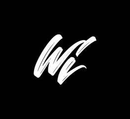 White Vector Letters Logo Brush Handlettering Calligraphy Style In Black Background Initial wi