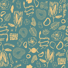 Wall Mural - Seamless pattern with magic items.