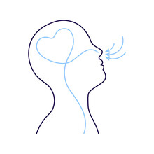 Breathing Exercise, Deep Breath Through Nose For Benefit And Good Work Brain. Healthy Yoga And Relaxation. Vector Outline Illustration