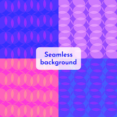 Fototapete - Four seamless pattern with circles and rings in modern colors and design. Abstract colorful geometric background. Vector