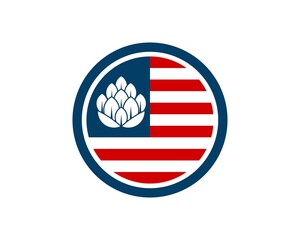 Poster - Circle shape with american flag and brewery beer inside