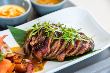 Canvas Print - A closeup shot of large set of food in the restaurant