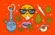 marijuana symbols: bong, marijuana bump, cookie, joint, red eyes