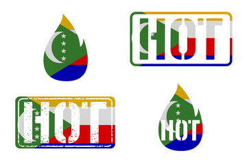 Hot News clip art in colors of national flag. Elements set on white background. Comoros