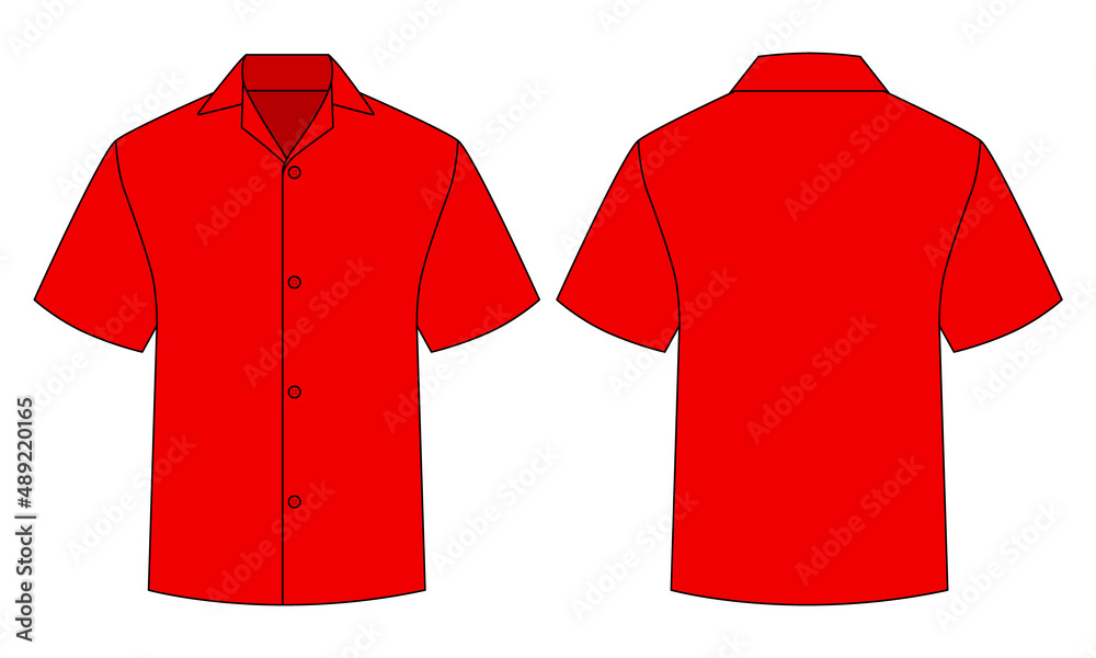 Blank Red Short Sleeve Factory Uniform Shirt Template On White ...