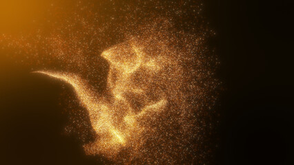 Wall Mural - Orange gold  glow dust particles flowing.