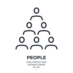 Wall Mural - people crowd editable stroke outline icon isolated on white background flat vector illustration. pix