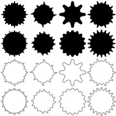 Poster - A set of various shapes of blots. A selection of shapeless black spots.