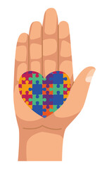 Poster - hand lifting puzzle heart