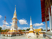 Yasothon, Thailand - November 21, 2021: Travelers Visited Wat Maha That,  Yasothon Province, Thailand.