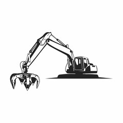 Wall Mural - excavator grapple silhouette