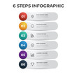 © Ghani - 6 row list of steps, layout diagram with number of sequence and icons, infographic element template