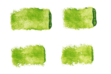 Poster - set of green watercolor strokes isolated on white background