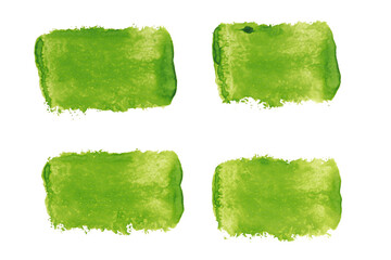 Poster - set of green watercolor strokes isolated on white background
