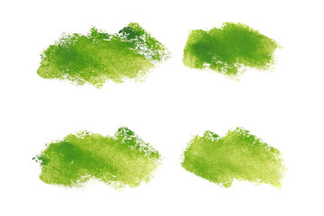 Poster - set of green watercolor strokes isolated on white background