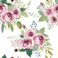 Wall Mural - watercolor pattern of roses