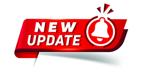 Leinwandbilder - Red vector illustration banner new update. Modern Label New Update With Bell. Web Banner Element.

