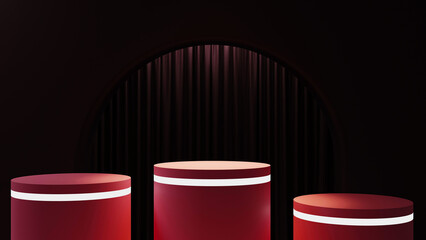 Wall Mural - abstract background of stage curtain and podium for product review ,3D illustration rendering