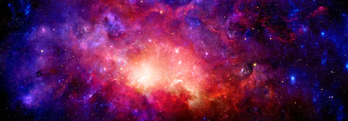 nebulae and galaxies with bright stars in space