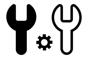 Poster - Wrench and gear icon set. Editable vectors.