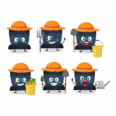 Poster - Farmer navy ring box cute mascot character with fork