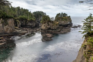 Breathtaking view at ocean coast in Olympic national park, Cape Flattery, Washington, USA