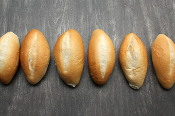 Delicious, fluffy, hot, crispy Mexican bread, bolillo white bread, loaf or French bread made with very cheap wheat flour
