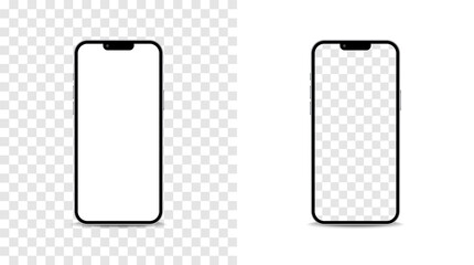 Aufkleber - Realistic smartphone device mockup set. Phone with blank display isolated templates.