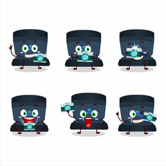 Poster - Photographer profession emoticon with navy ring box cartoon character