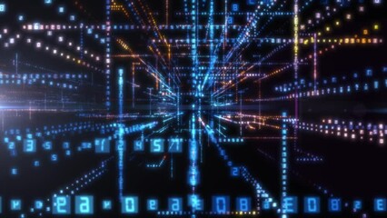 Poster - 3D Big Data Digital tunnel. Technology concept background