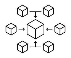 Poster - Blockchain global network icon design template. Digital Crypto currency smart contract protocol. Global data linked online.