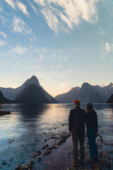 Wall Mural - silhouette of couple on the beach