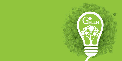 Poster - Concepts of the environment, energy-saving light bulbs, and saving the earth, sustainable development. Concept of ecology
