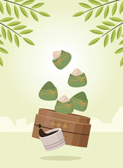 Poster - zongzi in wooden basket