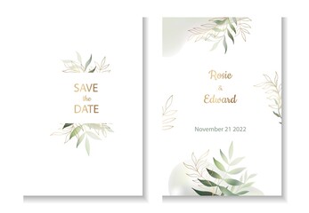 Wall Mural - Doble side of jungle invitation card frame postcard template with text sample