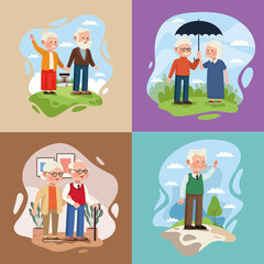 Sticker - seven old persons characters