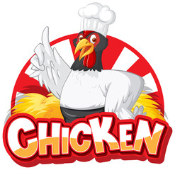 Sticker - Chicken chef cartoon character logo