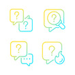 Question marks and speech bubbles gradient linear vector icons set