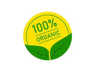 Poster - 100% organic icon vector illustration 