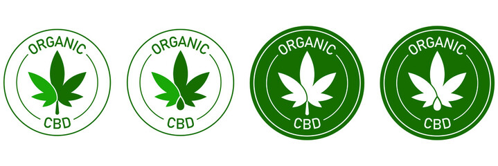 Sticker - organic CBD icon vector illustration 