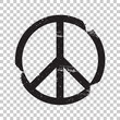 Pacifist, symbol of peace. Black stamp on transperent background. Vector sign