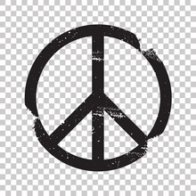 Pacifist, Symbol Of Peace. Black Stamp On Transperent Background. Vector Sign