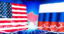 USA Vs Russia (Russo-Ukrainian War ).  Web Banner Illustration