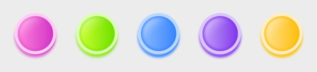 Fototapete - Set of colorful round shape buttons. Different colorful button set. Vector illustration.