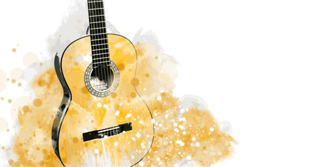 Canvas Print - Guitar music illustration with abstract effects.