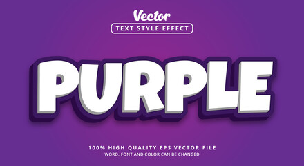 Editable text effect, Purple on layered white and purple color style