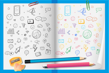 Canvas Print - Hand drawn doodles on paper with pencils